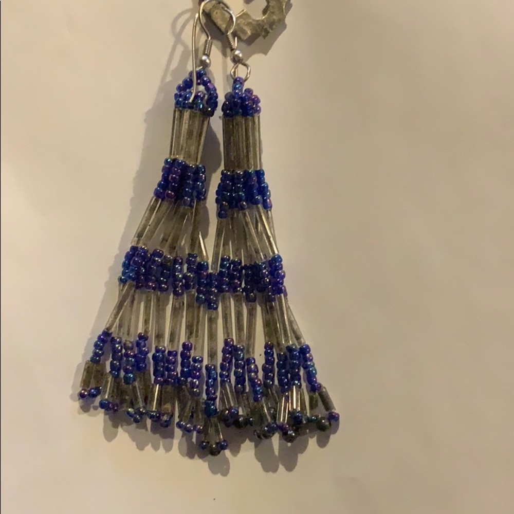 Iridescent purple seed bead earrings